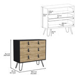 Dresser 29" H, 3-Drawer organiser, Modern Chest of Drawers with Hairpin Legs and Metal Accents, B097P167471