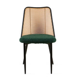 Green Rattan Dining Chairs Set of 2,Boucle Chairs with Natural Cane Back, Upholstered Dining Room W1164P218678