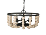 4 - Light Wood Chandelier, Hanging Light Fixture with Adjustable Chain for Kitchen Dining Room Foyer W2078138932