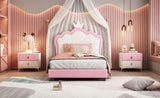 Twin size Upholstered Princess Bed With Crown Headboard,Twin Size Platform Bed with Headboard and N733P180807H
