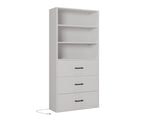 3-layer with 2 USB 2 plugs US standard 3 drawers Triamine board 60*23.5*180cm display cabinet white 52740664