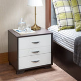Two-tone Finish Nightstand with 3 Drawers, White and Black B016P253974