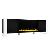ON-TREND Modern TV Stand 34.2" Non-heating Electric Fireplace, High Gloss Entertainment Center 85586042