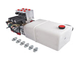 12V DC 6 Quart Hydraulic Pump 6 Way Double Acting Hydraulic Power Unit for Dump Trailer, Scissor 81919656