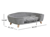 Elevated Dog Bed Frame for Small Dog, Corduroy Pet Couch Bed with Rubber Wood Legs and Supportive N779P179967G
