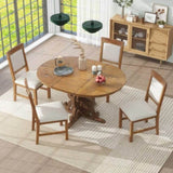 ZUN 5-Piece Retro Functional Dining Set, 1 Extendable Table with a 16-inch Leaf and 4 Upholstered Chairs 36068526