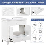 ZUN 30" Bathroom Vanity with Sink, Bathroom Cabinet with Two Doors and One Drawer, White 53306359