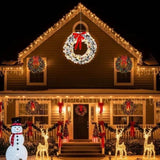 48in Pre-lit Snow Flocked Christmas Wreath, Lighted Artificial Xmas Wreath with 150 Warm White 17485114