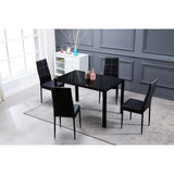 ZUN 4pcs Elegant Dining Chairs with 6 Grids Decoration Backrest White Cushion Black 69161445