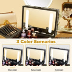 ZUN Portable Makeup Case with LED Mirror Travel Makeup Bag Cosmetic Organizer Box with Locks, Brush W1550P163305