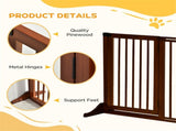 Freestanding Wooden Pet Gate, Length-Adjustable 3-Panel Gate with Lockable Door for Dogs & Cats 41147115