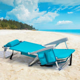 ZUN 63*65*82cm Short Oxford Cloth Silver White Aluminum Tube Bearing 100kg Beach Chair Mint Green 97992974