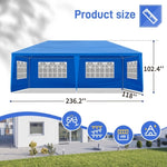 ZUN 10'x20' Outdoor Party Tent with 6 Removable Sidewalls, Waterproof Canopy Patio Wedding Gazebo, Blue 53823303