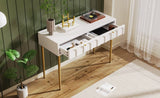Modern metal leg double drawer dressing table, combining high-quality wood and metal, simple style, W2565P248233