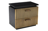 Modern Style 2-Drawer Nightstand Made With Mango Wood and Finished with Brass Metal B009128310