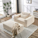 75-Inch Corduroy Sponge Sofa Lounge Chair with Removable footrest,No Assembly Required,Fluffy Modern W834P206099