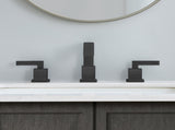 Matte Black Widespread Bathroom Faucet, Waterfall Bathroom Faucets for Sink 3 Hole, 2-Handles Modern T3177P277508