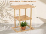 2-Piece Bamboo Side Table Set with Storage Shelves, 2-Tier End Table Nightstand for Living Room 56809059