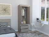 Lisboa Armoire, Rod, Double Door, Two Drawers, Metal Handles Light Gray B200P242410