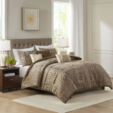6 Piece Jacquard Comforter Set with Throw Pillows-Full/Queen B035P280388