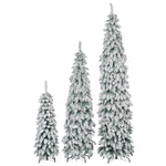 ZUN 8FT, 6FT, 4FT Pre-Lit Pencil Christmas Trees, 3-set Slim Artificial Christmas Tree With Snow N704P198458A