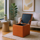Orange Corduroy Storage Ottoman with Rubber Feet Compact Soft Cube Seat, 424244cm 31608357