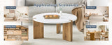 33.4-inch diameter minimalist circular MDF material coffee table, a stable and practical choice. The W1151P263914