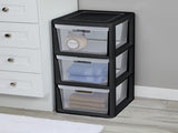 3 Drawer Tower, Plastic Storage Organizer with Removable Clear Bins, Easy to Assemble - No Tools 19101383