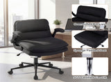 Criss Cross Chair with Flip-Up Arms, Faux Leather Cross Legged Office Chair with Adjustable Height & 78183198