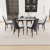 51" 6 person glass dining table set, kitchen set with black metal leg dining table and chairs, 41483916