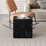 ZUN 15.7*15.7*15.7 Inch Black Marble Texture MDF Coffee Table - Luxurious Design, Perfect Living Room W1151P227822