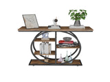 41.3 Inch Industrial Console Table for Entryway, Narrow Sofa Table with Storage Shelves & Circle W3101P460015