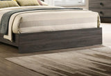 Contemporary 1pc King Size Bed Bedroom Furniture Upholstered Headboard Rubberwood 1pc Bedframe Gray B011P236808