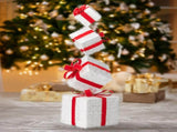 3FT Lighted Gift Box Tower, Pre-lit Stacked Present Boxes Ornament with 80 LED Warm White Lights and 34916158