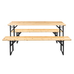 ZUN Picnic Combo 3PCS Set, 5.8FT Wood Table and Bench Set 42884483