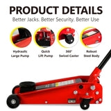 ZUN Hydraulic trolley Low Profile and Steel Racing Floor Jack with Piston Quick Lift Pump,3Ton 58084364