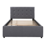 ZUN Linen Upholstered Platform Bed With Headboard and Trundle, Full 39580055