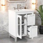 ZUN 24" Bathroom Vanity with Sink, Bathroom Vanity Cabinet with Two Drawers and Door, Adjustable Shelf, WF309411AAK