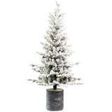 Artificial 6.5ft decorated flocking basin tree with 1386 PE/PVC Mixed Branch Tips, Pine cone *31, 36503737