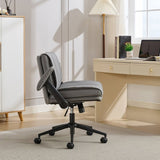 Cross Legged with Flip-Up Armrests Leather, Cross Legged Office on Wheels, Comfy Swivel 18513157