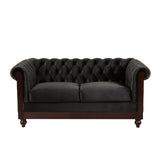 VIVALUX 59.44" Chesterfield Velvet Loveseat Sofa,2-Person Rolled Arm Dutch Plush Upholstered Sofa N762P178705B