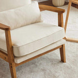 Oak Armrest Oak Upholstered Single Lounge Chair Indoor Lounge Chair Off-White 68954457
