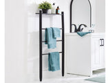 Freestanding Acacia Wood Towel Ladder, 4 Tiers, Black 41215623