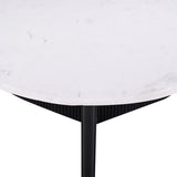 Luxurious Round Mable Topped Pedestal Coffee Table, Living Room Sofa Side Table, White/Black B011P216665