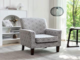 Patterned Polyester Blend Armchair, Solid Birch Wood Frame with Brown Tapered Legs, Foam Padded 18107990
