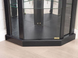Lighted Corner Curio Cabinet - Elegant Glass Display Case Living Room & Bar Storage - Perfect W1758P300102