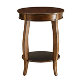 Walnut Round Side Table with Bottom Shelf B062P189129