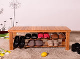 90cm Strip Pattern 3 Tiers Bamboo Stool Shoe Rack Wood Color 19993407