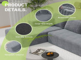 Modular Corduroy Sectional Sofa with Chaise Lounge, All-Foam Deep Seat Couch, Soft Wide-Wale 36871977