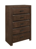 ZUN Espresso Finish 5 Drawers Chest 1pc Contemporary Bold Framing Wooden Bedroom Furniture B011P257336